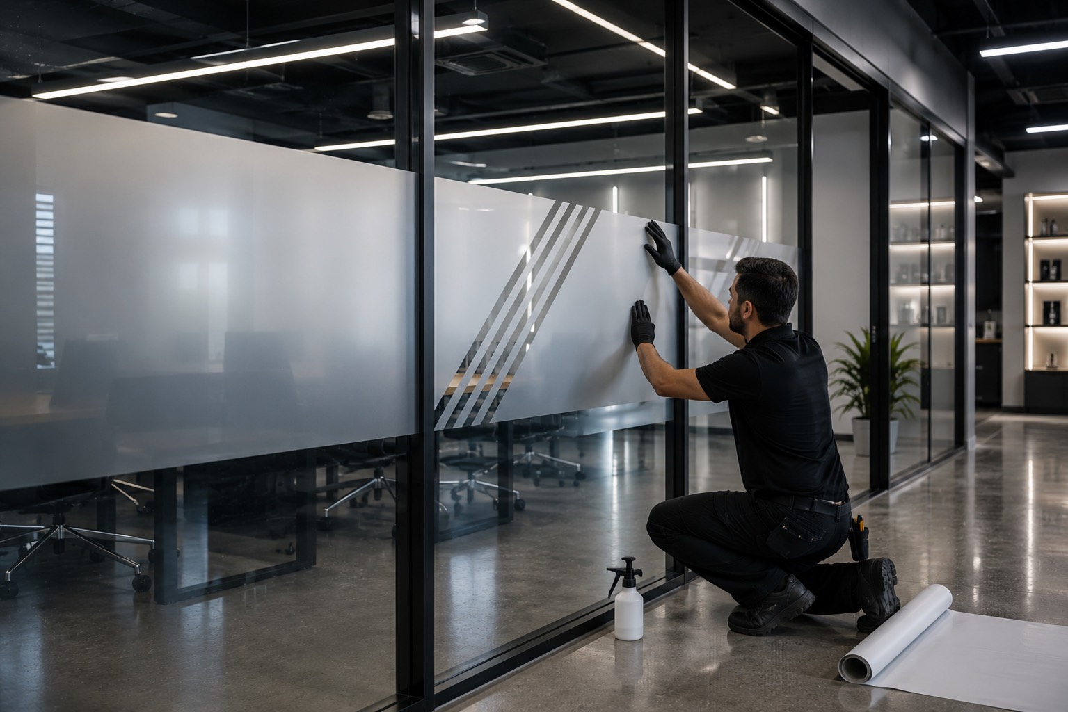 Instalación de vinil en cristal
